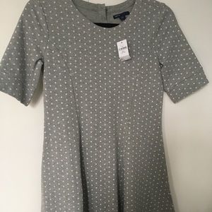 Girls grey white polka dotted dress